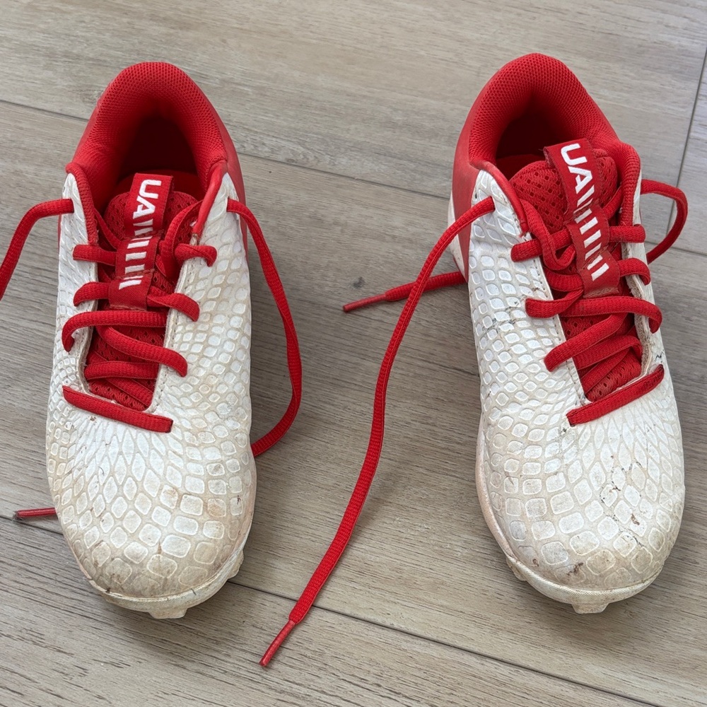 Under Armour Red and Cream Athletic Shoes